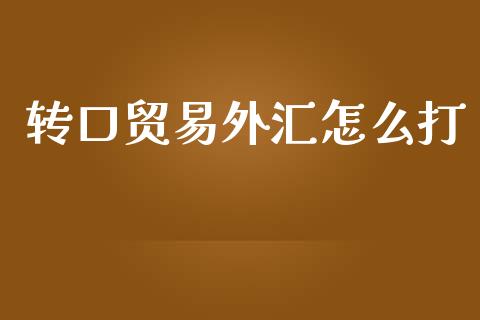 转口贸易外汇怎么打_https://www.apanben.com_期货学院_第1张