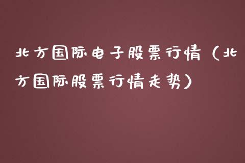 北方国际电子股票行情（北方国际股票行情走势）_https://www.apanben.com_股市指导_第1张