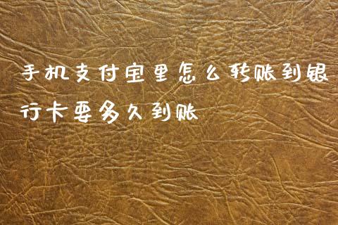 手机支付宝里怎么转账到银行卡要多久到账_https://www.apanben.com_股票怎么玩_第1张
