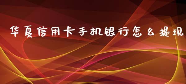 华夏信用卡手机银行怎么提现_https://www.apanben.com_国际财经_第1张