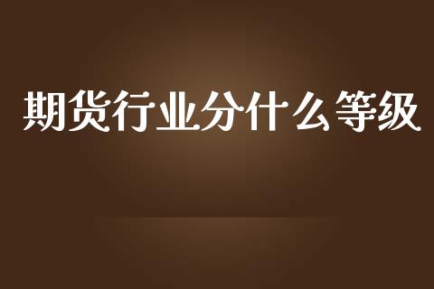 期货行业分什么等级_https://www.apanben.com_期货学院_第1张