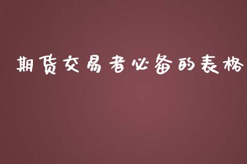 期货交易者必备的表格_https://www.apanben.com_财经资讯_第1张