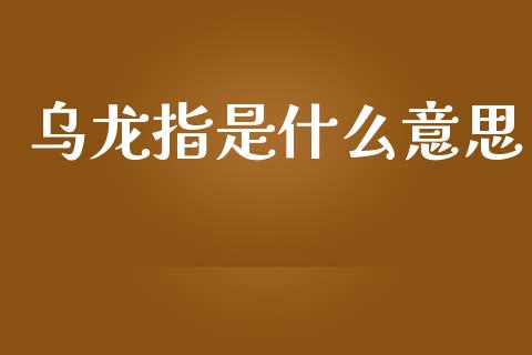 乌龙指是什么意思_https://www.apanben.com_财经资讯_第1张