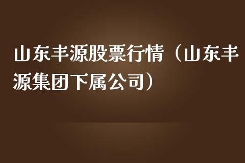 山东丰源股票行情（山东丰源集团下属公司）_https://www.apanben.com_股市分析_第1张