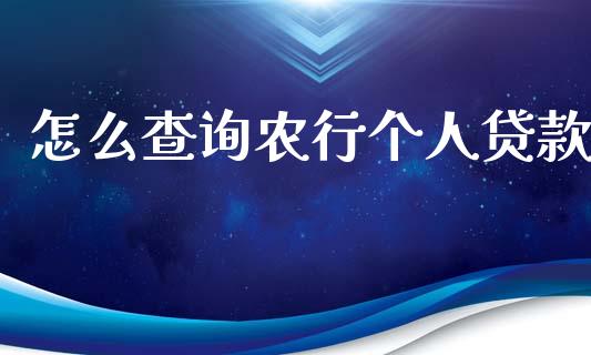 怎么查询农行个人贷款_https://www.apanben.com_国际期货_第1张