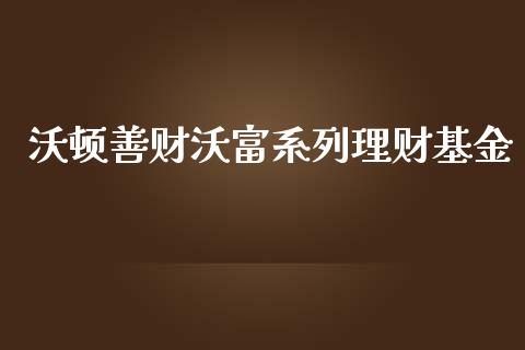 沃顿善财沃富系列理财基金_https://www.apanben.com_财经资讯_第1张