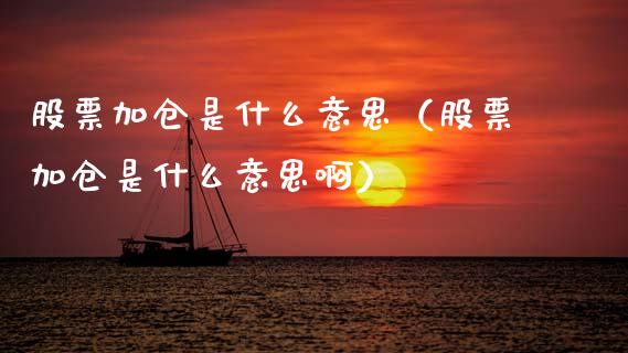 股票加仓是什么意思（股票加仓是什么意思啊）_https://www.apanben.com_国际期货_第1张
