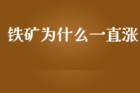 铁矿为什么一直涨_https://www.apanben.com_财经资讯_第1张