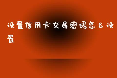 设置信用卡交易密码怎么设置_https://www.apanben.com_股票怎么玩_第1张