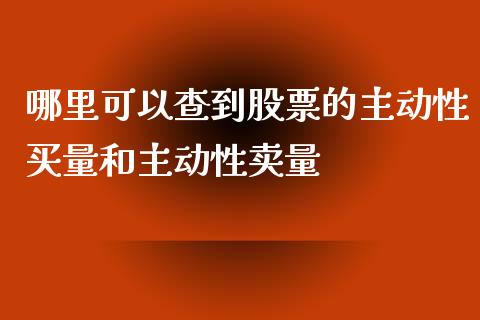 哪里可以查到股票的主动性买量和主动性卖量_https://www.apanben.com_股市分析_第1张