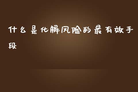 什么是化解风险的最有效手段_https://www.apanben.com_国际财经_第1张