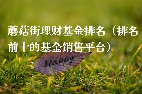 蘑菇街理财基金排名（排名前十的基金销售平台）_https://www.apanben.com_财经资讯_第1张