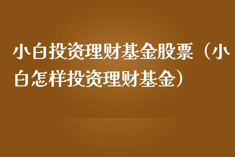 小白投资理财基金股票（小白怎样投资理财基金）_https://www.apanben.com_国际财经_第1张