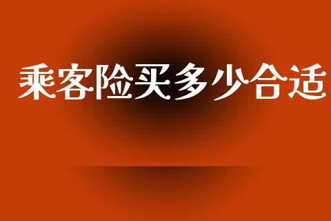 乘客险买多少合适_https://www.apanben.com_期货学院_第1张