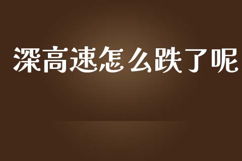 深高速怎么跌了呢_https://www.apanben.com_股市指导_第1张