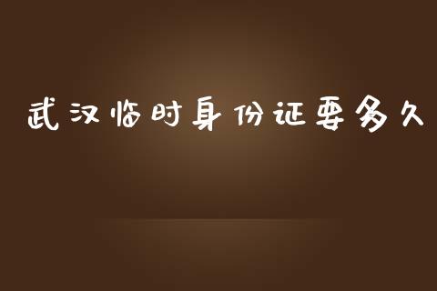 武汉临时身份证要多久_https://www.apanben.com_财经资讯_第1张