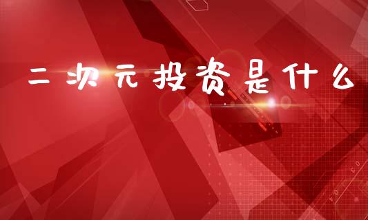 二次元投资是什么_https://www.apanben.com_在线喊单_第1张