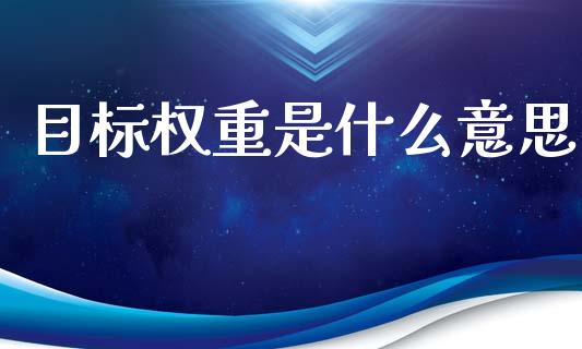 目标权重是什么意思_https://www.apanben.com_期货学院_第1张
