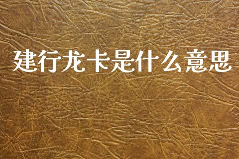 建行龙卡是什么意思_https://www.apanben.com_国际期货_第1张