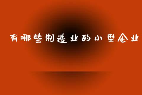 有哪些制造业的小型企业_https://www.apanben.com_国际财经_第1张