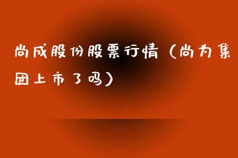尚成股份股票行情（尚为集团上市了吗）_https://www.apanben.com_股市指导_第1张