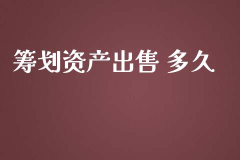 筹划资产出售 多久_https://www.apanben.com_国际财经_第1张