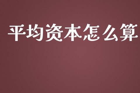平均资本怎么算_https://www.apanben.com_国际财经_第1张