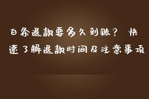 白条退款要多久到账？ 快速了解退款时间及注意事项_https://www.apanben.com_国际财经_第1张