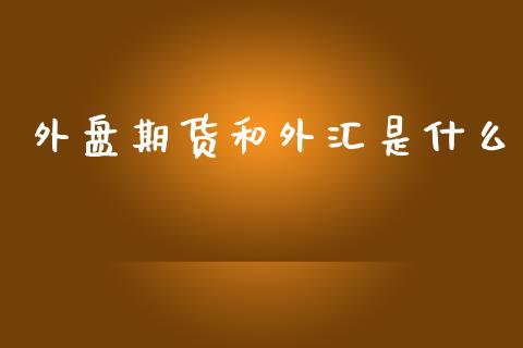 外盘期货和外汇是什么_https://www.apanben.com_期货学院_第1张