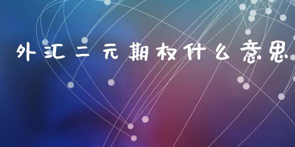 外汇二元期权什么意思_https://www.apanben.com_股市分析_第1张
