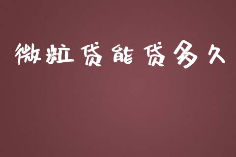 微粒贷能贷多久_https://www.apanben.com_财经资讯_第1张