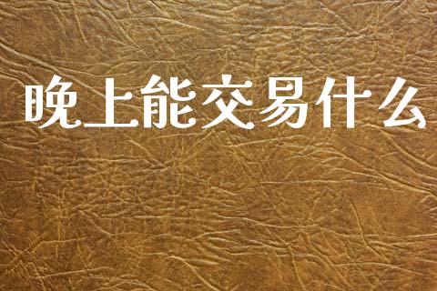 晚上能交易什么_https://www.apanben.com_财经资讯_第1张