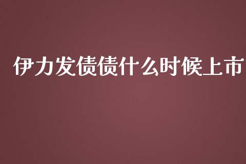 伊力发债债什么时候上市_https://www.apanben.com_财经资讯_第1张