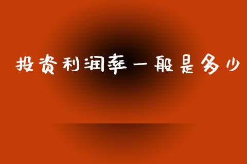 投资利润率一般是多少_https://www.apanben.com_股票怎么玩_第1张