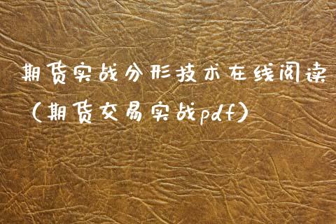 期货实战分形技术在线阅读（期货交易实战pdf）_https://www.apanben.com_在线喊单_第1张