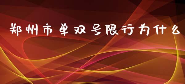 郑州市单双号限行为什么_https://www.apanben.com_国际期货_第1张