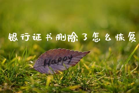 银行证书删除了怎么恢复_https://www.apanben.com_国际财经_第1张