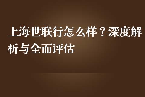 上海世联行怎么样？深度解析与全面评估_https://www.apanben.com_国际财经_第1张