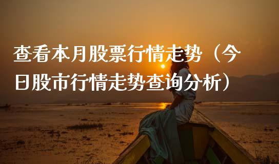 查看本月股票行情走势（今日股市行情走势查询分析）_https://www.apanben.com_股市分析_第1张