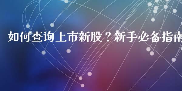 如何查询上市新股？新手必备指南_https://www.apanben.com_国际财经_第1张