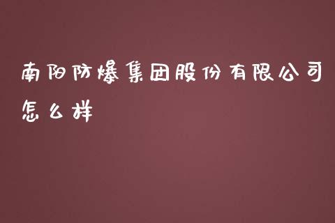 南阳防爆集团股份有限公司怎么样_https://www.apanben.com_股市分析_第1张