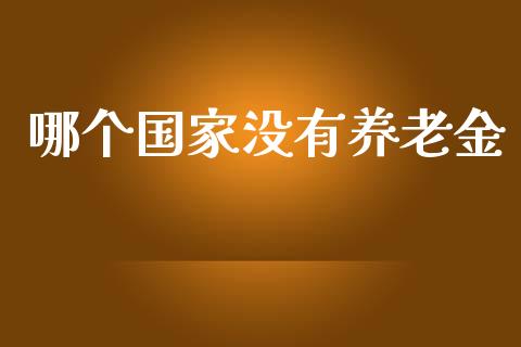 哪个国家没有养老金_https://www.apanben.com_国际期货_第1张