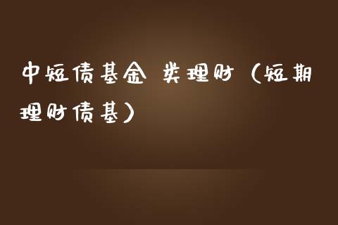 中短债基金 类理财（短期理财债基）_https://www.apanben.com_财经资讯_第1张