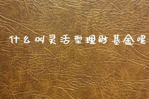 什么叫灵活型理财基金呢_https://www.apanben.com_国际财经_第1张