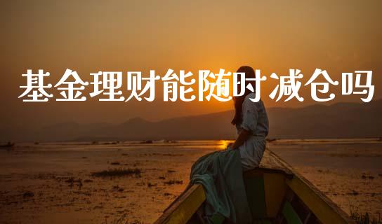 基金理财能随时减仓吗_https://www.apanben.com_国际财经_第1张