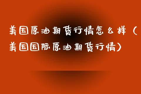 美国原油期货行情怎么样（美国国际原油期货行情）_https://www.apanben.com_国际期货_第1张