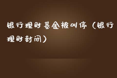银行理财基金被叫停（银行理财封闭）_https://www.apanben.com_财经资讯_第1张
