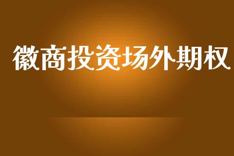 徽商投资场外期权_https://www.apanben.com_国际财经_第1张