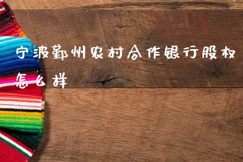 宁波鄞州农村合作银行股权怎么样_https://www.apanben.com_在线喊单_第1张