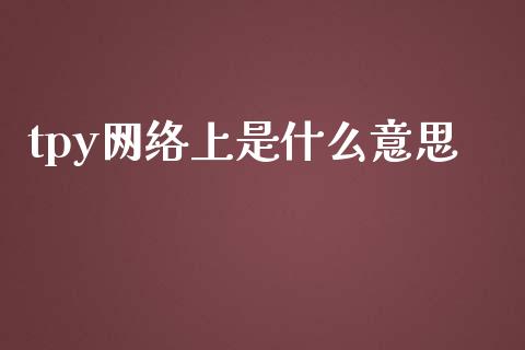 tpy网络上是什么意思_https://www.apanben.com_国际财经_第1张